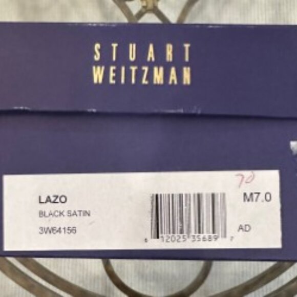 Stewart Weitzman, Size 7M, Black Satin with Rhinestones - Picture 5 of 5